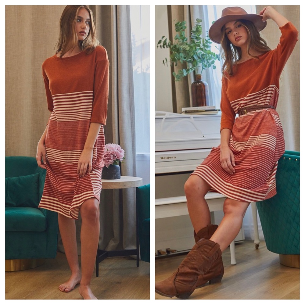 The Perfect Striped Crew-Neck Midi Dress - Picture 2 of 5
